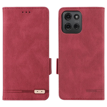 For Motorola Moto G75 5G Case Leather Wallet Flip Phone Cover with Hardware Decor - Rose