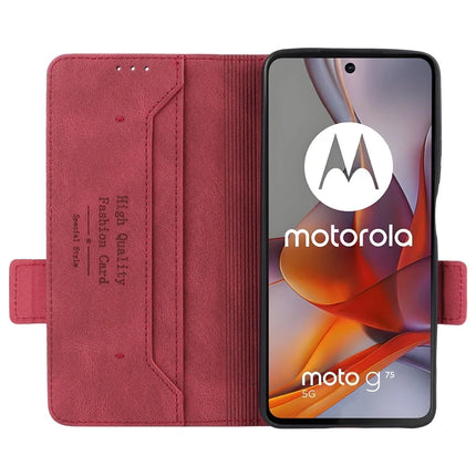 For Motorola Moto G75 5G Case Leather Wallet Flip Phone Cover with Hardware Decor
