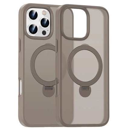 For iPhone 16 Pro Max Case Compatible with MagSafe PC+TPU Rotating Kickstand Phone Cover - Titanium Gold