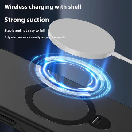For iPhone 16 Pro Max Case Compatible with MagSafe PC+TPU Rotating Kickstand Phone Cover
