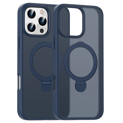 For iPhone 16 Pro Max Case Compatible with MagSafe PC+TPU Rotating Kickstand Phone Cover - Blue
