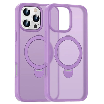 For iPhone 16 Pro Max Case Compatible with MagSafe PC+TPU Rotating Kickstand Phone Cover - Light Purple