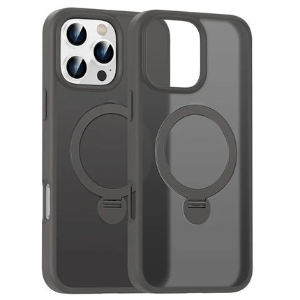 For iPhone 16 Pro Max Case Compatible with MagSafe PC+TPU Rotating Kickstand Phone Cover - Titanium Grey