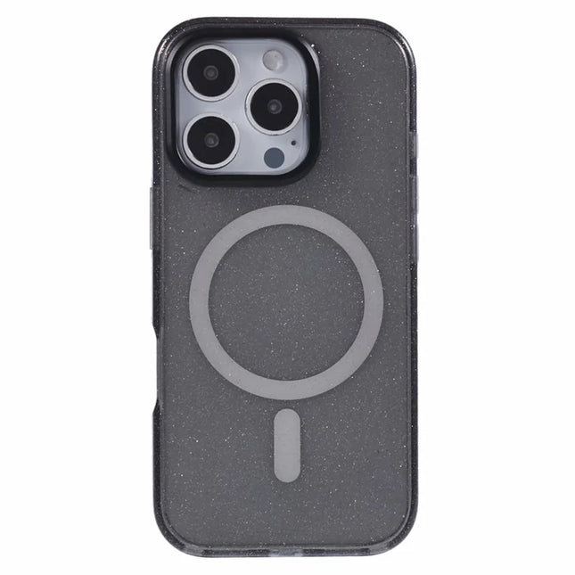KIGC For iPhone 16 Pro Max Case Compatible with MagSafe Epoxy Design Kickstand TPU+PC Phone Back Cover - Black