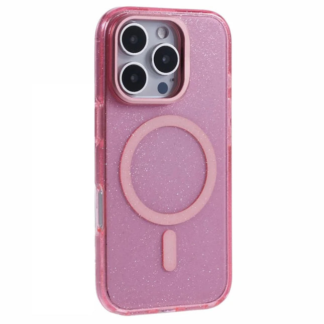KIGC For iPhone 16 Pro Max Case Compatible with MagSafe Epoxy Design Kickstand TPU+PC Phone Back Cover - Pink