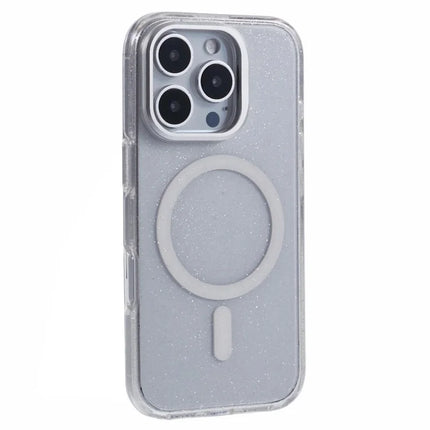 KIGC For iPhone 16 Pro Max Case Compatible with MagSafe Epoxy Design Kickstand TPU+PC Phone Back Cover - White