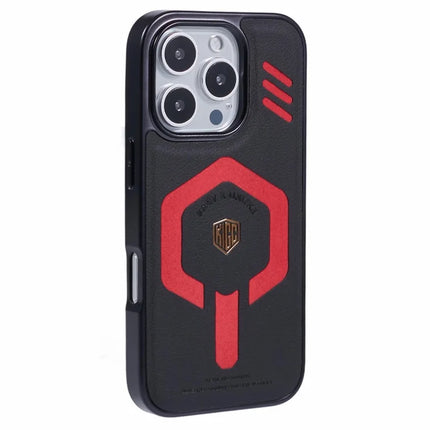 KIGC For iPhone 16 Pro Max Case Compatible with MagSafe Leather+PC+TPU Phone Cover - Black