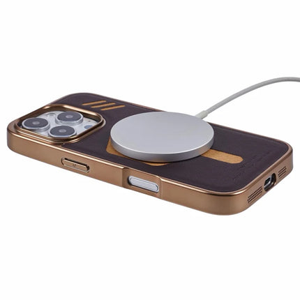 KIGC For iPhone 16 Pro Max Case Compatible with MagSafe Leather+PC+TPU Phone Cover