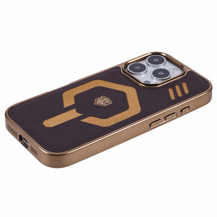 KIGC For iPhone 16 Pro Max Case Compatible with MagSafe Leather+PC+TPU Phone Cover