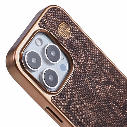 KIGC For iPhone 16 Pro Max Case Compatible with MagSafe Snake Texture Leather+PC+TPU Back Cover