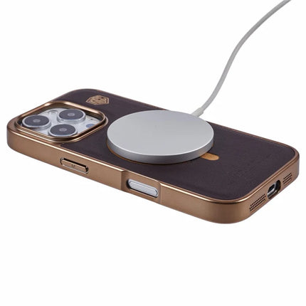 KIGC For iPhone 16 Pro Max Case Compatible with MagSafe Leather+PC+TPU Back Cover
