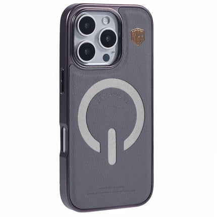 KIGC For iPhone 16 Pro Max Case Compatible with MagSafe Leather+PC+TPU Back Cover - Grey