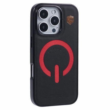 KIGC For iPhone 16 Pro Max Case Compatible with MagSafe Leather+PC+TPU Back Cover - Black
