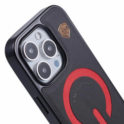 KIGC For iPhone 16 Pro Max Case Compatible with MagSafe Leather+PC+TPU Back Cover