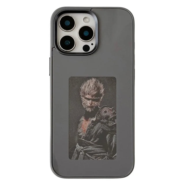 For iPhone 16 Pro E Ink Phone Case 4-Color Screen, DIY Wireless NFC Photo Display - Grey