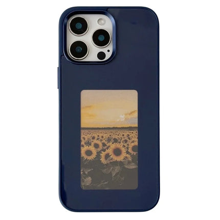 For iPhone 16 Pro E Ink Phone Case 4-Color Screen, DIY Wireless NFC Photo Display - Blue