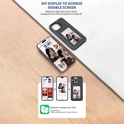 For iPhone 16 Pro Max E Ink Phone Case 4-Color Screen, DIY Wireless NFC Photo Display
