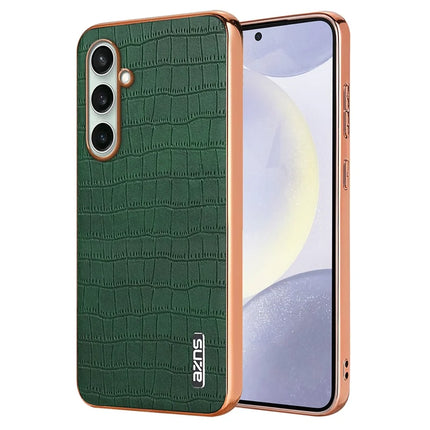 AZNS For Samsung Galaxy A36 5G Case Electroplating Crocodile Texture PU+TPU Phone Cover - Green