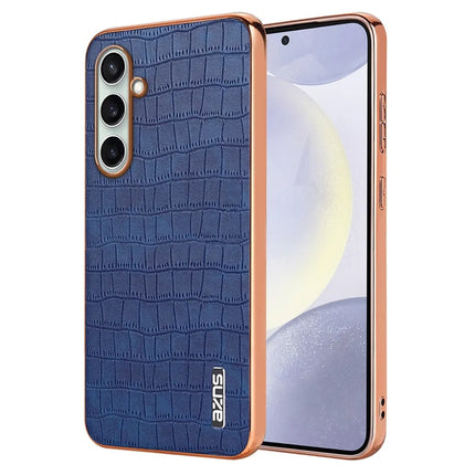 AZNS For Samsung Galaxy A36 5G Case Electroplating Crocodile Texture PU+TPU Phone Cover - Blue
