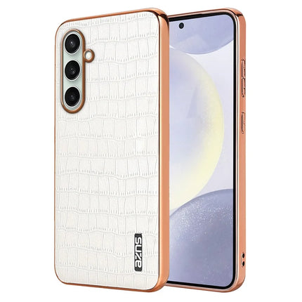AZNS For Samsung Galaxy A36 5G Case Electroplating Crocodile Texture PU+TPU Phone Cover - White