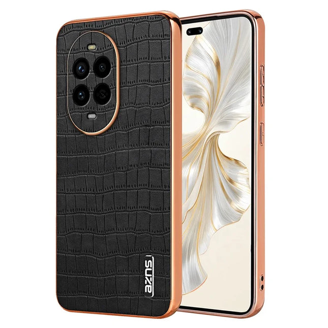 AZNS For Huawei nova 13 Pro 5G Case Electroplating Crocodile Texture PU+TPU Phone Cover - Black