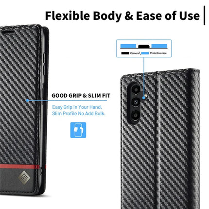 LC.IMEEKE For Samsung Galaxy A16 4G / 5G Case Carbon Fiber Texture Phone Cover Stand Card Holder
