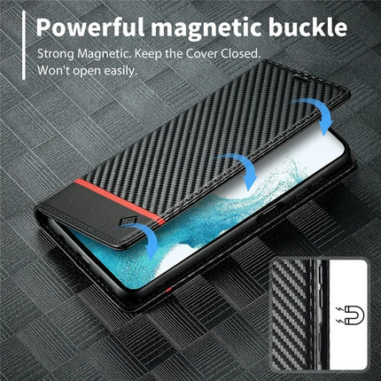 LC.IMEEKE For Samsung Galaxy A16 4G / 5G Case Carbon Fiber Texture Phone Cover Stand Card Holder