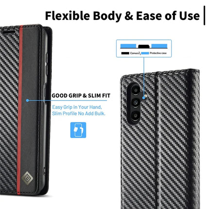 LC.IMEEKE For Samsung Galaxy A16 4G / 5G Case Carbon Fiber Texture Phone Cover Stand Card Holder