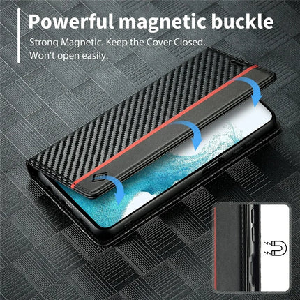 LC.IMEEKE For Samsung Galaxy A16 4G / 5G Case Carbon Fiber Texture Phone Cover Stand Card Holder