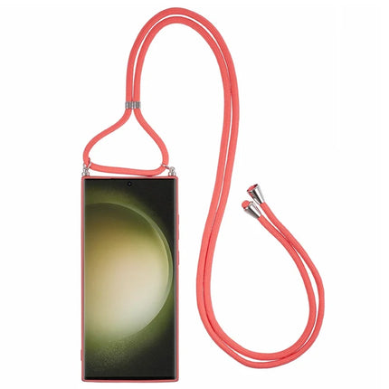 For Samsung Galaxy S23 Ultra Crossbody Case Flexible TPU Fiber Lining Anti-Shock Phone Cover