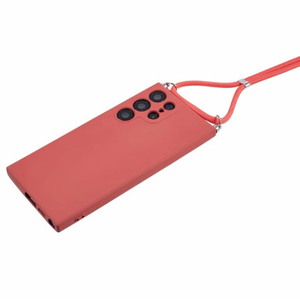 For Samsung Galaxy S23 Ultra Crossbody Case Flexible TPU Fiber Lining Anti-Shock Phone Cover