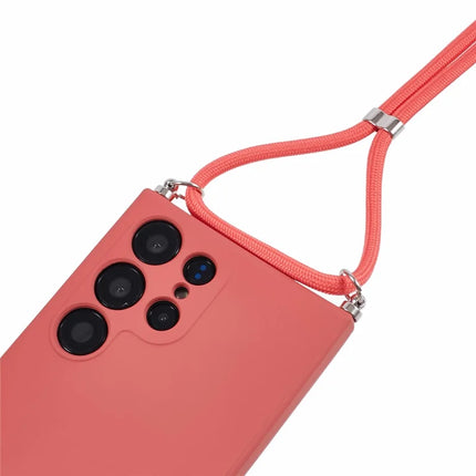 For Samsung Galaxy S23 Ultra Crossbody Case Flexible TPU Fiber Lining Anti-Shock Phone Cover