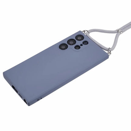 For Samsung Galaxy S23 Ultra Crossbody Case Flexible TPU Fiber Lining Anti-Shock Phone Cover