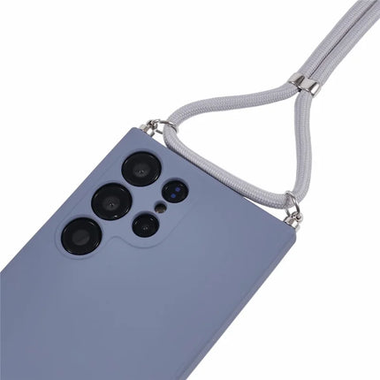 For Samsung Galaxy S23 Ultra Crossbody Case Flexible TPU Fiber Lining Anti-Shock Phone Cover