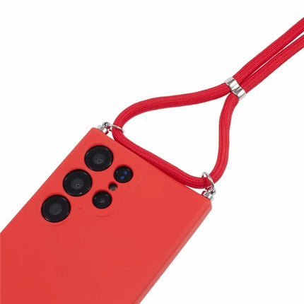 For Samsung Galaxy S23 Ultra Crossbody Case Flexible TPU Fiber Lining Anti-Shock Phone Cover