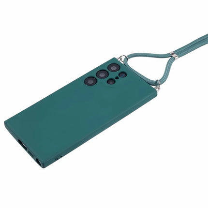 For Samsung Galaxy S23 Ultra Crossbody Case Flexible TPU Fiber Lining Anti-Shock Phone Cover