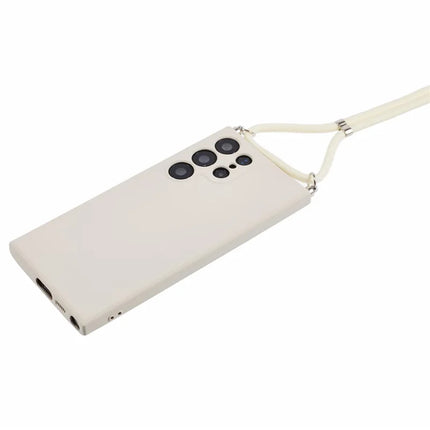 For Samsung Galaxy S23 Ultra Crossbody Case Flexible TPU Fiber Lining Anti-Shock Phone Cover