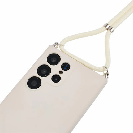For Samsung Galaxy S23 Ultra Crossbody Case Flexible TPU Fiber Lining Anti-Shock Phone Cover