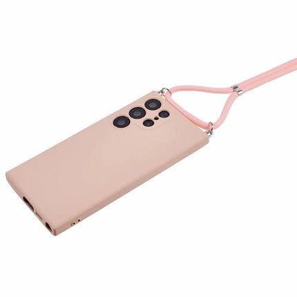 For Samsung Galaxy S23 Ultra Crossbody Case Flexible TPU Fiber Lining Anti-Shock Phone Cover