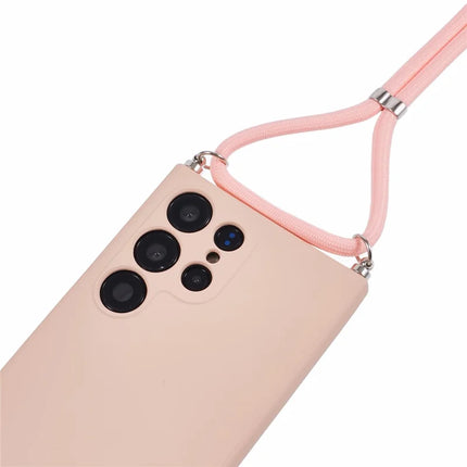 For Samsung Galaxy S23 Ultra Crossbody Case Flexible TPU Fiber Lining Anti-Shock Phone Cover