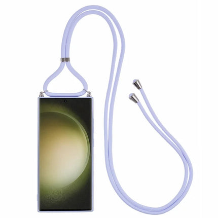For Samsung Galaxy S23 Ultra Crossbody Case Flexible TPU Fiber Lining Anti-Shock Phone Cover