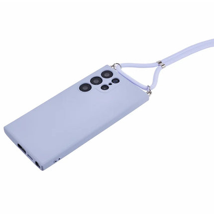 For Samsung Galaxy S23 Ultra Crossbody Case Flexible TPU Fiber Lining Anti-Shock Phone Cover