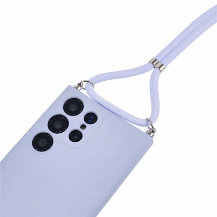 For Samsung Galaxy S23 Ultra Crossbody Case Flexible TPU Fiber Lining Anti-Shock Phone Cover