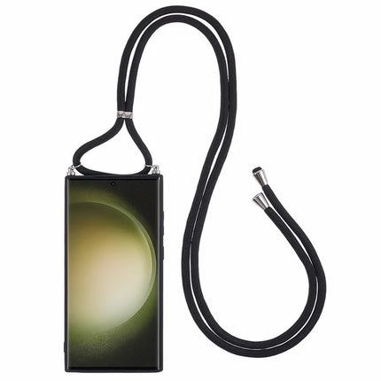 For Samsung Galaxy S23 Ultra Crossbody Case Flexible TPU Fiber Lining Anti-Shock Phone Cover