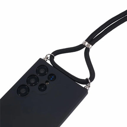 For Samsung Galaxy S23 Ultra Crossbody Case Flexible TPU Fiber Lining Anti-Shock Phone Cover