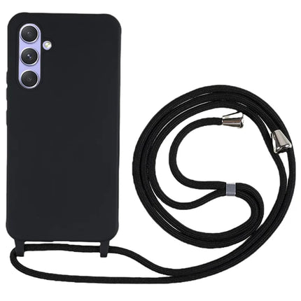 For Samsung Galaxy A36 5G Case TPU Soft Shockproof Phone Cover with Adjustable Lanyard - Black