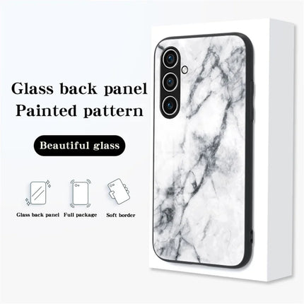 For Samsung Galaxy A16 4G / 5G Case Marble Pattern Tempered Glass+PC+TPU Protective Phone Cover