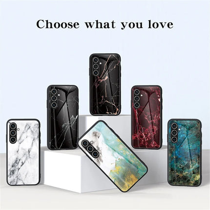 For Samsung Galaxy A16 4G / 5G Case Marble Pattern Tempered Glass+PC+TPU Protective Phone Cover
