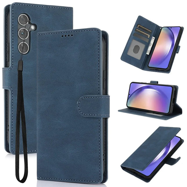 For Samsung Galaxy A26 5G Case PU Leather Phone Cover with Wallet Stand View - Blue