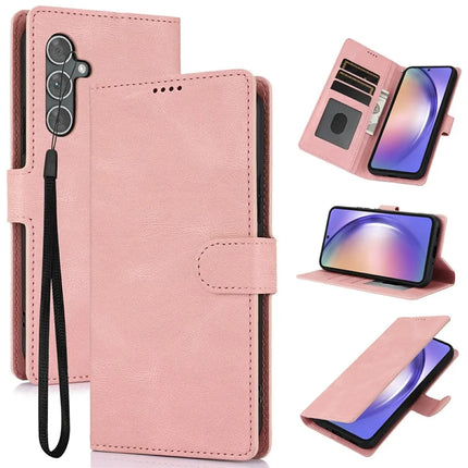 For Samsung Galaxy A26 5G Case PU Leather Phone Cover with Wallet Stand View - Pink
